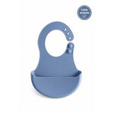 Siliconly BPA İçermeyen%100 Silikon Bebek Mama Önlüğü Kaydırmaz Cepli Bebek Önlüğü Mavi
