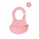 Siliconly BPA İçermeyen%100 Silikon Bebek Mama Önlüğü Kaydırmaz Cepli Bebek Önlüğü Pembe