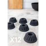 Silicorner 12 Parça Silikon Airfryer Cup Cake, Muffin Kek Kalıbı - Gri