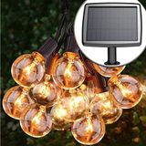 Silikang Solar String Işıklar, Su Geçirmez ve Kırılmaz LED Dış Mekan Güneş Işığı, 25 G40 Ampul, 27 Ft Uzun Şemsiye Sting Işıkları Veranda Işıkları, Sıcak Beyaz (SL-83)