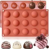 Siliko World 15'li Yarım Küre Muffin, Çikolata, Kek Kalıbı, Silikon 3,8cm, Kırmızı - 26 x 26 x 7 cm