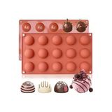 Siliko World 15'li Yarım Küre Muffin, Çikolata, Kek Kalıbı, Silikon 3,8Cm, Kırmızı