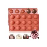 Siliko World 15'li Yarım Küre Muffin, Çikolata, Kek Kalıbı, Silikon 3,8cm
