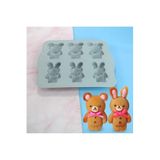 Siliko World Ayıcık Ve Tavşan Şekilli Kek Sabun Mum Epoksi Ve Silikon Kalıp Ayı Ve Tavşan Bunnybear Kalıp, Gri