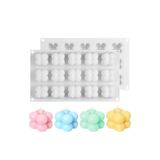 Siliko World Bubble Mum Silikon Kalıbı 3D Mini Çoklu Bubble Kalıbı Bakeware 15’Li, Beyaz