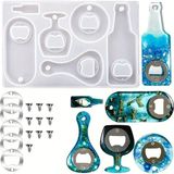 Siliko World Epoksi Çoklu Şişe Açacak Kalıbı Silikon + Metal Aparat Seti Şeffaf Renkli Dayanıklı Malzeme