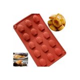 Siliko World Madlen Çikolata Kek Kurabiye Kalıbı Silikon Kalıp 4X3Cm, Kahverengi