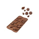 Siliko World Silikon Çikolata Kalıbı Çiçek Ve Yaprak Figürleri, Kahverengi