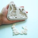 Siliko World Silikon Kalıp Mum Kalıbı Şeker Hamuru Kalıbı Taş Tozu Döküm Kalıbı Tavşan Figürü - 1