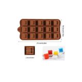 Siliko World Silikon Kare Desenli Çikolata Kalıbı Mum Sabun Epoksi Reçine Ve Jöle Yapımı Için Uygundur, Kahverengi