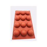 Siliko World Yarım Küre 12'li Silikon Kek Pasta Buz Kalıbı Ürün 4,5cm, Kahverengi - standart