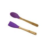 Silikon 2 Parça Kaşık Spatula Set Büyük Boy 28cm Mor