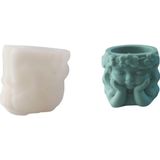 Silikon 3D Dekoratif Heykel Saksı Ve Mumluk Düşünen Kız Figür Kalıp Taş Tozu Ve Beton Kalıbı Küçük Boy