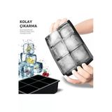 Silikon 6'Lı Kare Buz Kalıbı - 6 Bölmeli Buzluk 5Cm | Dev Buz Küpleri | Sunum Buz Küpü Plastik