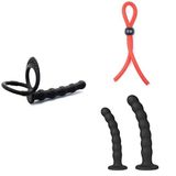 Silikon Anal Boncuklar Penis Halkalı + Penis Halkası Kement Stili + Vantuzlu Anal Boncuklar 2'li Set