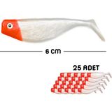 Silikon Balık Yem - Dft - 6cm - Kırmızı/beyaz (141-3017) - 25'li Paket - Çok Renkli - Standart