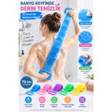 Silikon Banyo Sırt Kesesi 70Cm Çift Taraflı Masaj Dokulu Uzun Saplı Vücut Temizleme Fırçası Ve Masaj