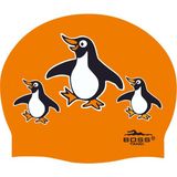 Silikon Bone Penguen Baskılı Yüksek Kaliteli Yüzücü Havuz ve Deniz Bonesi - Standart - Turuncu