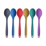 Silikon Büyük Boy Kaşık Seti, Yanmaz Yapışmaz, Çok Renkli - Mavi, Sarı, Yeşil, Kırmızı, Antrasit, Mor - 27 Cm, 6 Adet Set, Bpa Free - 0,5 x 7 cm