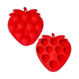 Silikon Çilek Şekilli Buz Kalıbı, Kırmızı, 10 Gözlü, Pasta ve Içecekler Için - Option-1 - 001-Renkli