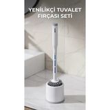 Silikon Deterjan Hazneli Esnek Tuvalet Fırçası - Banyo Temizliği İçin