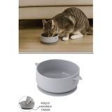 Silikon Evcil Hayvan Mama Kasesi, Kaydırmaz Vakum Tabanlı Kedi Köpek Mama Su Kabı Tabağı 200ML - Gri