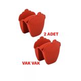 Silikon Fırın Eldiveni Vak Vak 2 Li Kırmızı Kırmızı