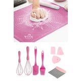 Silikon Hamur Açma Matı, 2'li Çırpıcı, 2'li Spatula, Kesici Spatula Ve 3'lü Kazıyıcı Seti