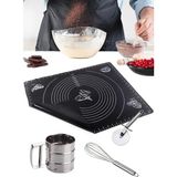 Silikon Hamur Açma Matı 50*40 Un Şeker Eleği, Çırpma Teli ve Hamur Pizza Kesme Aleti Seti