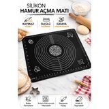 Silikon Hamur Açma Matı Ölçekli Hamur Açma Altlığı - Siyah