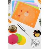 Silikon Hamur Açma Matı + Silikon Nihale Kalburabastı Kalıbı + Basmalı Otomatik Çırpıcı Set