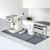 Silikon Kahve Mat 24 '' x 16'' Kahve Bar Mat Yükseltilmiş Kenarlı ve Çıkarılabilir Bulaşık ve Bardak Kurutma Matı Mutfak Tezgahı Kahve Bar Aksesuarları Kahve Makinesi Makinesi Mat (Gri, 24''x16'')
