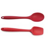 Silikon Kaşık & Pişirme-Servis Kaşığı (Pilav Kaşığı/Kürek Spatula) Seti – Isıya Dayanıklı, Çizmez, Askılı Tek Parça Tasarım (Kırmızı)