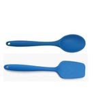 Silikon Kaşık & Pişirme-Servis Kaşığı (Pilav Kaşığı/Kürek Spatula) Seti – Isıya Dayanıklı, Çizmez, Askılı Tek Parça Tasarım (Mavi)