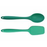 Silikon Kaşık & Pişirme-Servis Kaşığı (Pilav Kaşığı/Kürek Spatula) Seti – Isıya Dayanıklı, Çizmez, Askılı Tek Parça Tasarım (Yeşil)