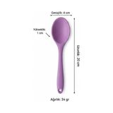 Silikon Kaşık + Silikon Mama Kaşığı 2’li Set - Dayanıklı, Çizmez, Tek Parça Tasarım (Mor) - 01P-Pembe