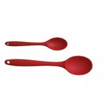 Silikon Kaşık + Silikon Mama Kaşığı 2’li Set - Isıya Dayanıklı, Çizmez, Tek Parça Tasarım (Kırmızı)