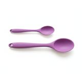 Silikon Kaşık + Silikon Mama Kaşığı 2’li Set - Isıya Dayanıklı, Çizmez, Tek Parça Tasarım (Mor)