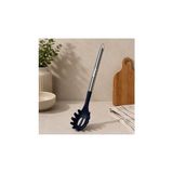 Silikon Makarna Servis Kaşığı, Paslanmaz Çelik Saplı, Lacivert, 34 cm - 0,5 x 7 cm