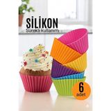 Silikon Muffin Kalıbı - Sürekli Kullanım Muffin Kek Kalıbı 6 Adet - Seçenek