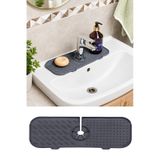 Silikon Musluk Matı Su Sıçratmaz-kaydırmaz-tahliyeli Mutfak-banyo Lavabo-sabunluk Çok Amaçlı Tezgah-evye Düzenleyici Gri