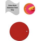 Silikon Nihale, Petek Desenli Kalburbastı Kalıbı, Tutacak Kırmızı Çap: 17,5cm