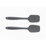 Silikon Pişirme - Servis Kaşığı (Pilav Kaşığı/Kürek Spatula), Isıya Dayanıklı, Çizmez, Askılı, Tek Parça Tasarım (2, Gri)