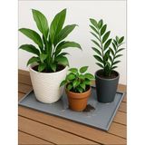 Silikon Saksı Altlığı ve Viyol Tepsisi (60X40 Cm) - Su Geçirmez Bitki Koruyucu Mat, Fide Yetiştirme ve Çiçek Altlığı, Yükseltilmiş Kenarlı Saksı Tablası, Gri Renk