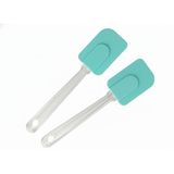 Silikon Spatula, Mutfak Kullanımı İçin Şeffaf Saplı Askılı (2, Turkuaz)