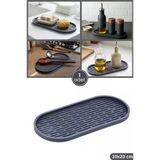 Silikon Tezgah Üstü Yağlık Altlığı Oval, Yağdanlık Sosluk Sabunluk Altlığı Kepçe Kaşık Matı 10X23cm