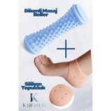 Silikon Topuk Gömleği Çorabı Seti - Silikon Topukluk ve Ayak Masaj Rollerı Silindiri Kırmed