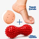 Silikon Topukluk Çorap Topuk Çatlakları Topuk Dikeni Çorabı ve Ayak Masaj Topu