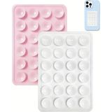 Silikon Vantuzlu Telefon Tutacağı 24 Vantuzlu 2 Paket Yapışkanlı Cep Telefonu Tutucu 2 Renk AÇIK PEMBE ve BEYAZ RENK - Açık Pembe