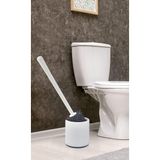 Silikon Wc Tuvalet Fırçası Klozet Fırçası Beyaz-Gri Oval